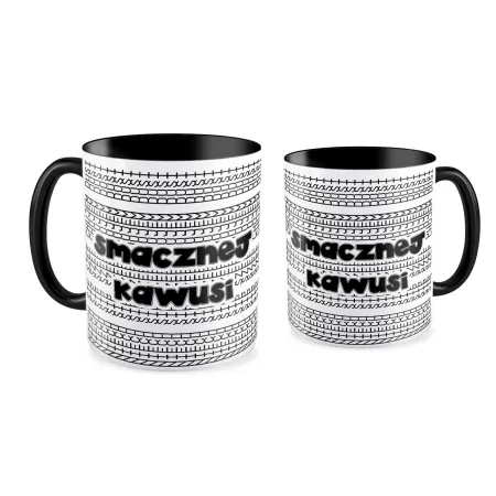 Kubek czarny UKRYTY PRZEKAZ Smacznej kawusi